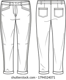 Trousers Fashion Flat Template Vector Sketch Stock Vector (Royalty Free ...