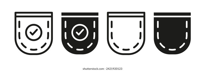 Trousers Feature Line Icon. Pants Pocket Icon in Black and White Color.
