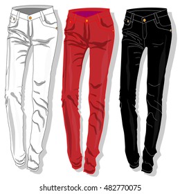 Trousers. Female's clothes. Vector illustration isolated.