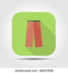 trousers flat icon with long shadow, vector illustration