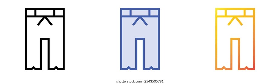 trousers icon. Linear, Blue Fill and Gradient Style Design Isolated On White Background