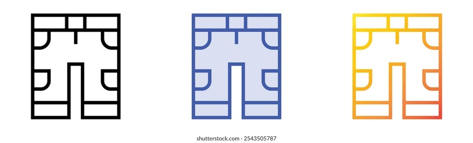 trousers icon. Linear, Blue Fill and Gradient Style Design Isolated On White Background