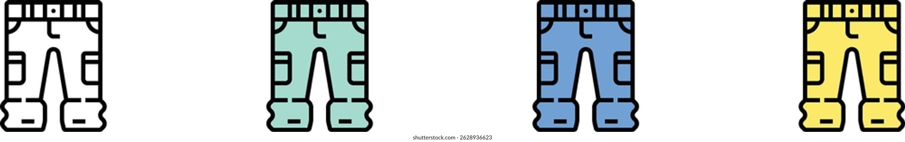 trousers icon. Outline, Green, Blue and Yellow Style Design Isolated On White Background