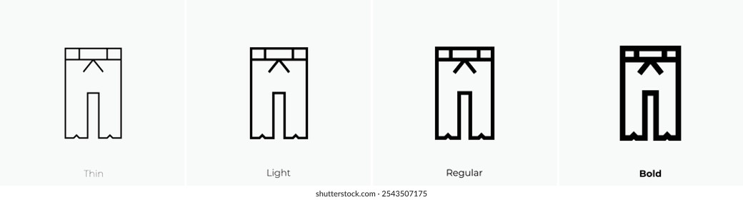 trousers icon. Thin, Light Regular And Bold style design isolated on white background