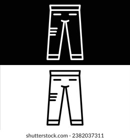 Trousers Icon Vector, Black and White Version Design