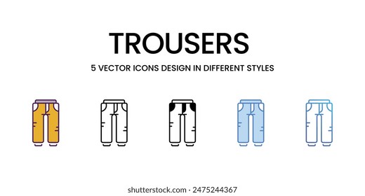 Conjunto de Vector de iconos de pantalones ilustración de stock.