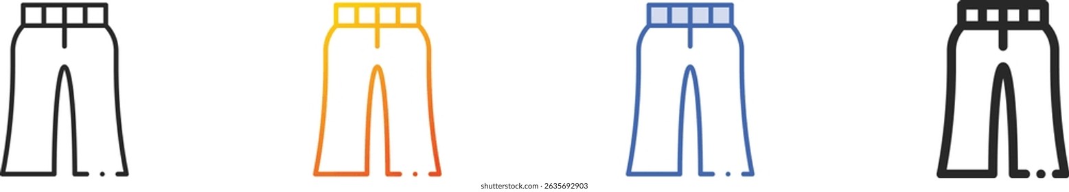 trousers icon.Thin Linear, Gradient, Blue Stroke and bold Style Design Isolated On White Background