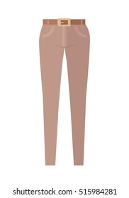 Trousers isolated on white background. Unisex man woman trousers. Brown jeans in flat style design Modern pants vector illustration. Fashionable cotton elegant trousers. Casual male female jeans icon