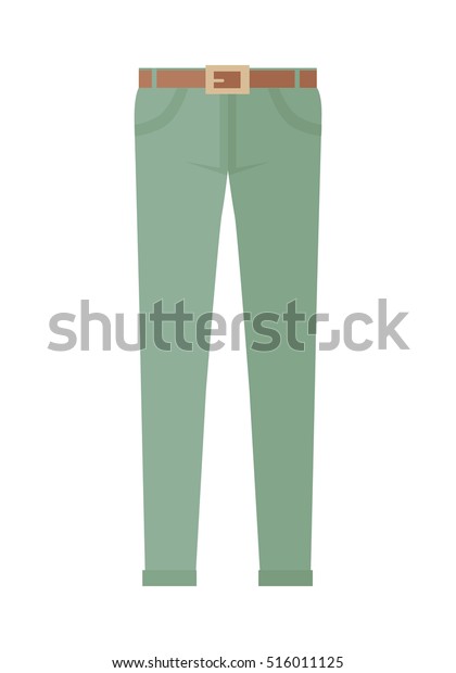 白い背景にズボン 男性の男女のズボン フラットスタイルのグリーンジーンズモダンパンツのベクターイラスト おしゃれな綿のエレガントなズボン カジュアルな 男性のジーンズのアイコン のベクター画像素材 ロイヤリティフリー