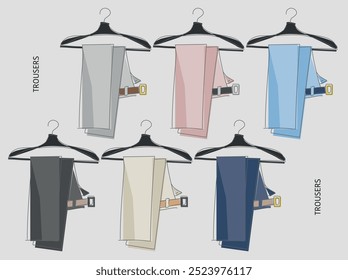 Trousers on crutch, six colors set