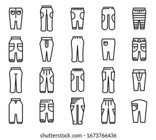 trousers and pants icons line design