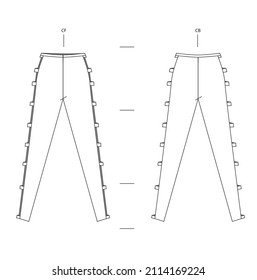 trousers pants  unmentionables
breeches shorts man woman fashion wear technical drawing