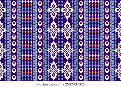 Trousers pattern,Ikat floral seamless pattern on purple background,vector illustration,Ikat ethnic oriental seamless pattern,Aztec style.design for texture,fabric,clothing,decoration,trousers,print