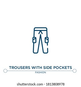 Pantalones con icono de vector de contorno de bolsillos laterales. ilustración de elemento simple. los pantalones con el icono de contorno de los bolsillos laterales a partir del concepto de moda editable. se puede usar para web y móvil

