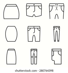 Trousers and Skirts icons set