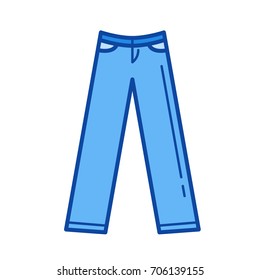 Trousers vector line icon isolated on white background. Trousers line icon for infographic, website or app. Blue icon designed on a grid system.