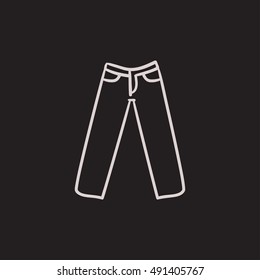 Icono de esbozo vectorial de los pantalones aislado en el fondo. Icono de trazos de mano. Icono de esbozo de trolls para infografía, sitio web o aplicación.