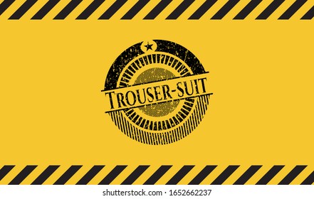 Trouser-suit inside warning sign, black grunge emblem. Vector Illustration. Detailed.