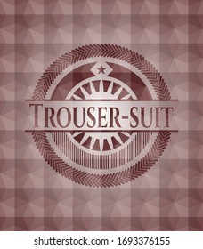 Trouser-suit red emblem with geometric pattern. Seamless.