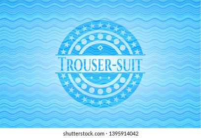 Trouser-suit water wave representation style badge. Vector Illustration. Detailed.