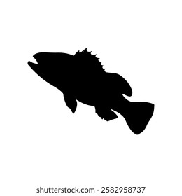 Trout cod fish silhouette vector flat illustration design on white background.