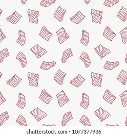 Trout fillet or steak vector creative pattern or seamless texture in linear style