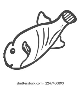 trout fish animal in sea hand drawn sketch doodle illustration