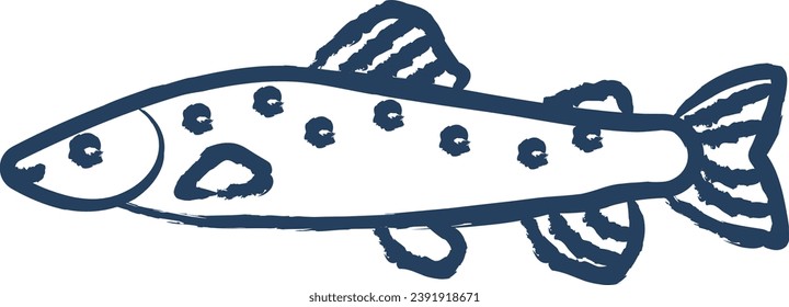 Ilustración vectorial dibujada a mano por peces de trucha