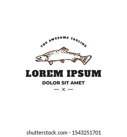 Trout fish hipster logo adventure template