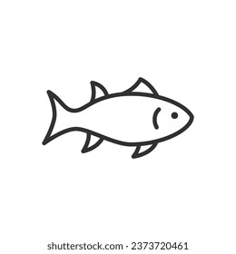 Pescado de trucha, icono lineal. Línea con trazo editable