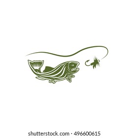 trout fish and lure vector design template