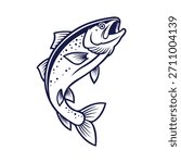 trout fish mascot logo vector design template