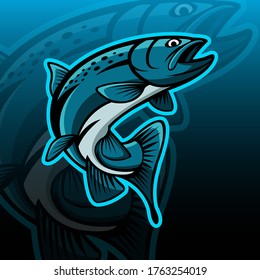 Trout Fish Mascot Logo Vector Design Template