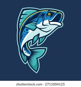 trout fish mascot logo vector design template