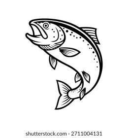 Plantilla de diseño de Vector de logotipo de mascota de pescado de trucha