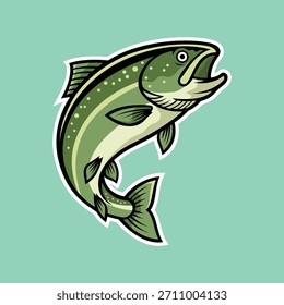 Forelle Fisch Maskottchen Logo Vektor Design Vorlage