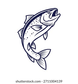 modelo de design de vetor de logotipo de mascote de peixe de truta
