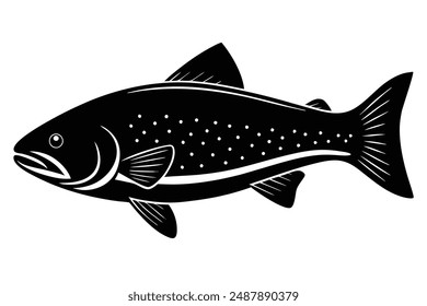 Ilustración vectorial de silueta de pez trucha
