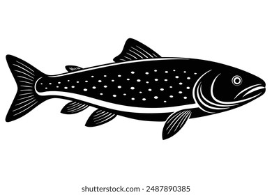 Ilustración vectorial de silueta de pez trucha
