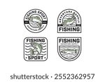 trout fish with various poses badge modern logo design set. minimalist sea trout fish with some poses illustration emblem design element collection for fish shop, fishing sport, restaurant