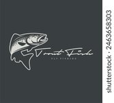 Trout fish vector for fly fishing logo company