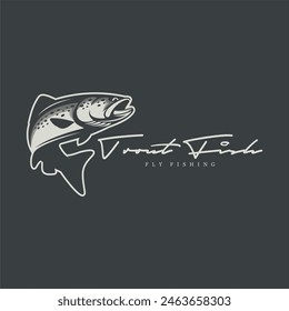 Trout fish vector for fly fishing logo company