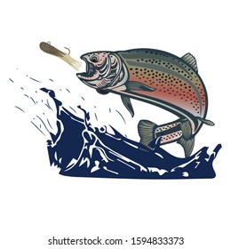 Trout Fishing and Bait Vector, Fishing element design. Follow on instagram for update design alfaysal360.