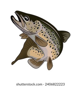 Trout fishing illustration logo vector image t shirt