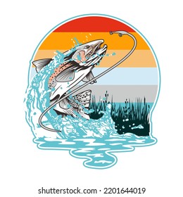 trout fishing logo illustration vector imae template fly fishing