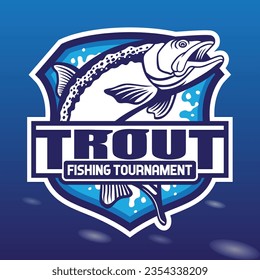The Trout Fishing Logo Jump Splash Water Design