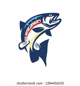 Trout Fishing Logo Vector Illustration