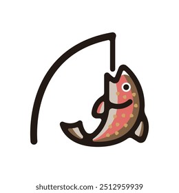 Trout fishing outline icon for graphic design, apps and websites