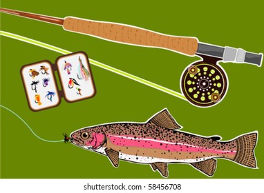 Trout Fly Rod Fly Box Display Trophy