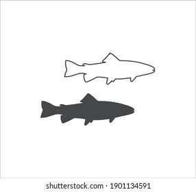 Trout Icon. Vector Flat Illustration